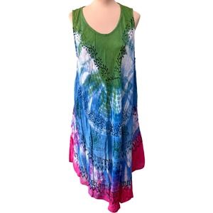 Maxorty Umbrella Dress Beach Cover Womens One Size Boho Tie Dye Lagenlook New
